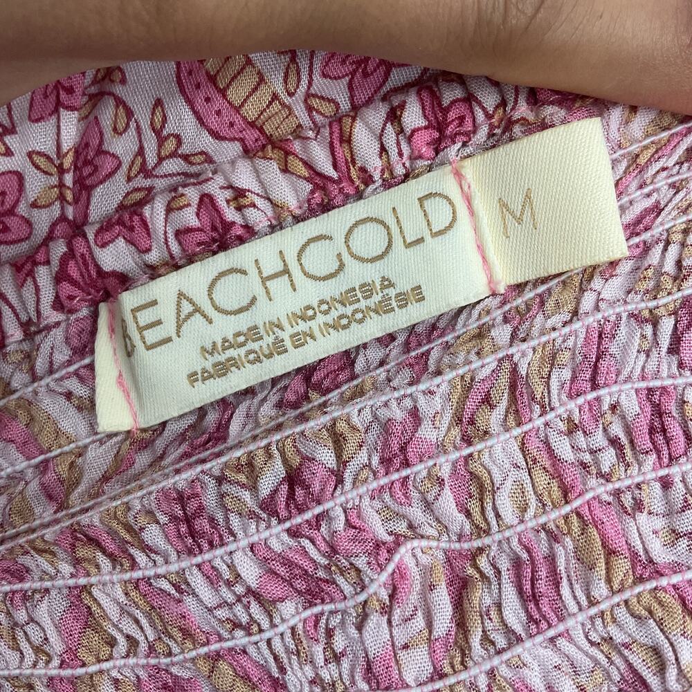 Beachgold Pink Floral Midi Tank Dress Rayon Size M Women's Preowned - Picture 4 of 5
